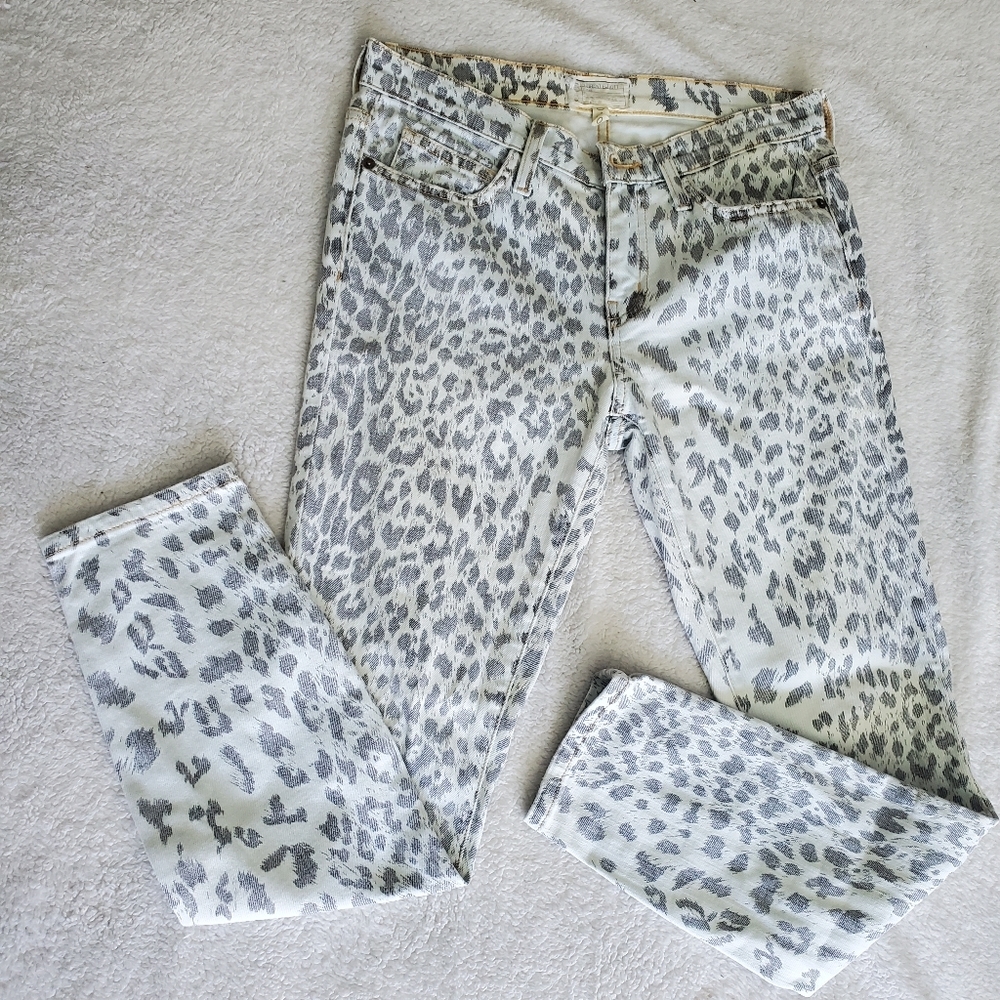 Current/Elliott The Stiletto Bleach Out Leopad Denim Jeans Grey 27 Animal Print - Picture 2 of 9